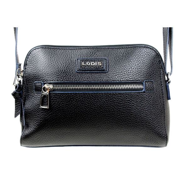 LODIS PEBBLED BLACK GENUINE LEATHER CROSSBODY SHOULDER BAG HANDBAG PURSE - Picture 1 of 12